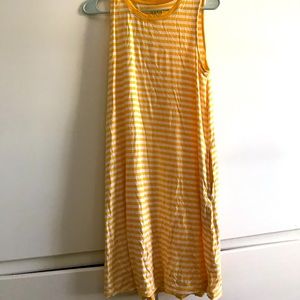 A yellow and white striped dress